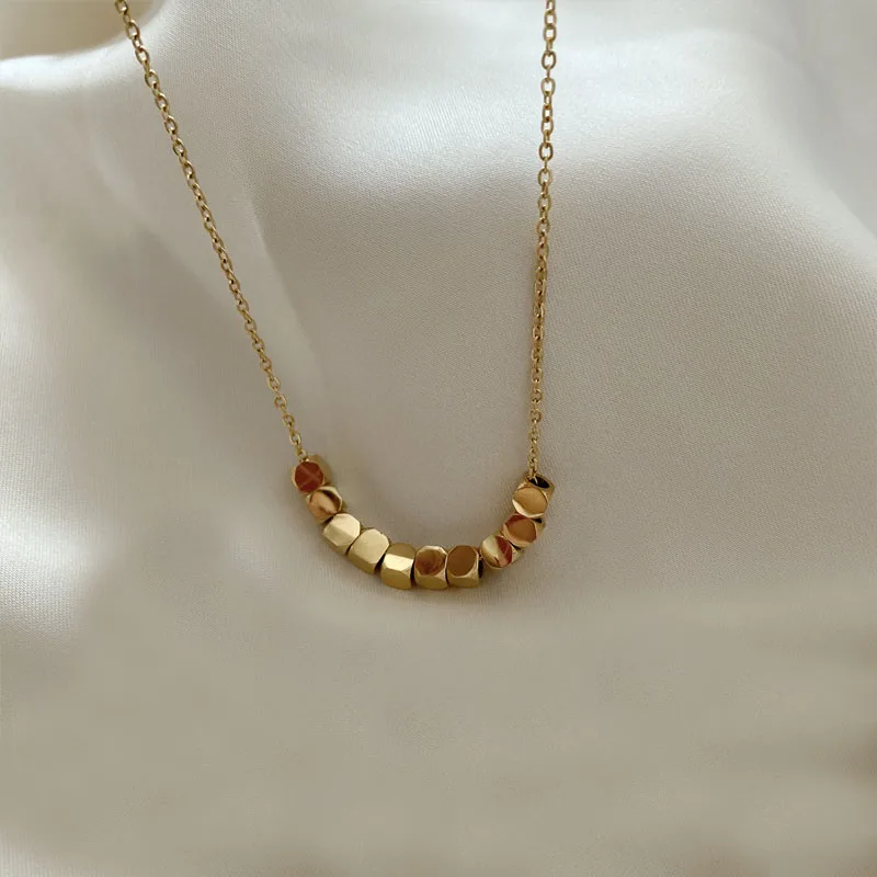 GHIDBK Fashion New Designer Gold Color Geomatric Necklace For Women Trendy Titanium Steel Cube Necklaces Minimalist Ins Style