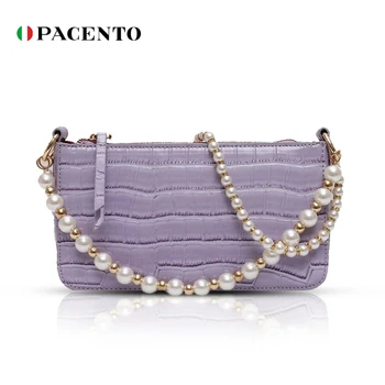 

Pacento Stone Pattern Pearl baguette bag PU Leather Crossbody Bags For Women 2020 Simple Shoulder Handbags Female Cross BodyBag