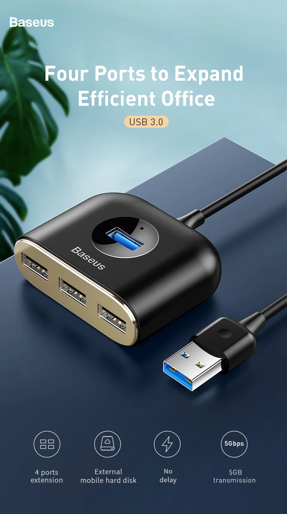 Baseus USB HUB USB 3,0 USB C концентратор для MacBook Pro поверхность usb type C концентратор USB 2,0 адаптер с Micro USB для компьютера USB разветвитель