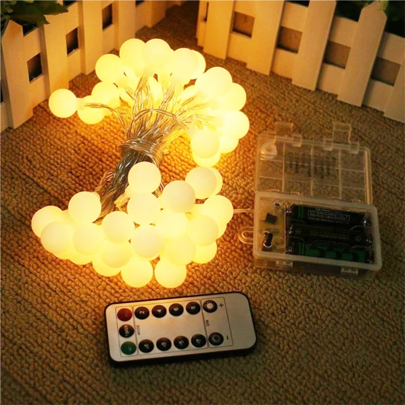 

Outdoor Fairy Garland LED Ball String Lights Waterproof Battery lights Decorative lamp For Christmas Tree Wedding garden party