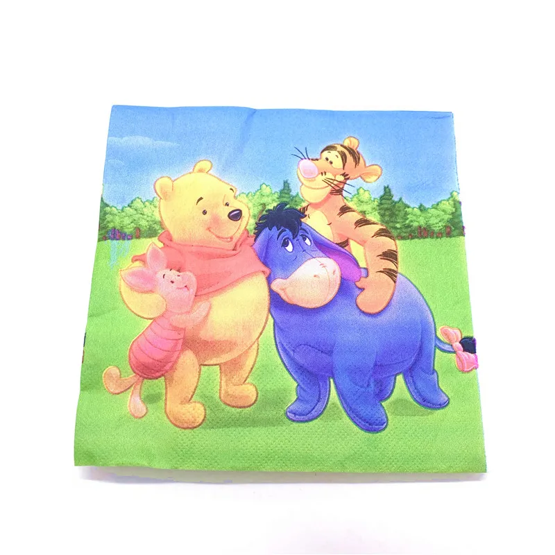 Disney Winnie The Pooh Theme Party Supplies Birthday Decorations Winnie The Pooh Baby Shower Party Bags Cup Plate Banner Straws - Цвет: napkin-20pcs