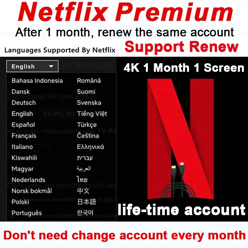 

Netflix Premium Account 5 Sreens Global Netflix Gift Card Account 1 3 6 Month 1 Year 4K Spain French Italy Mexico Account