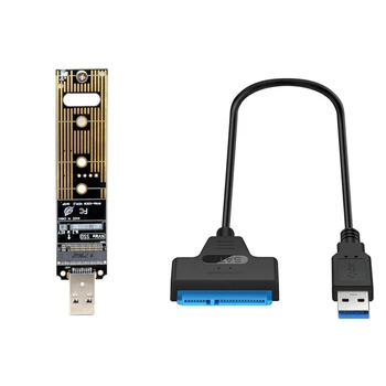 

1 Pcs M.2 Nvme Ssd To USB Adapter a Card,SB 3.1 Gen 2 Bridge Chip & 1 Pcs USB 3.0 To SATA 7+15 Pin Adapter Cable