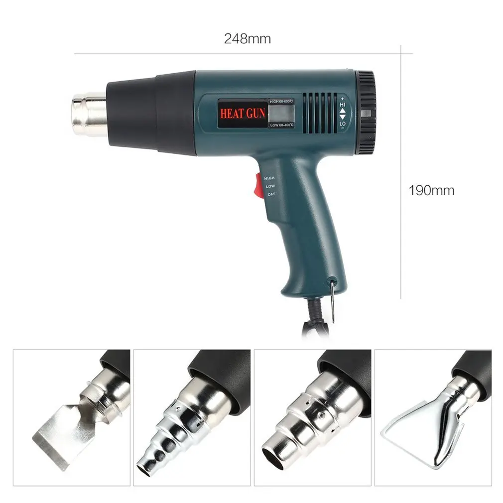 1800W Electric Air Heater Gun Temperature-controlled Heat Gun Soldering Digital Industrial Heat Guns with LCD Display