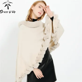 

DRESSUUP Autumn and Winter New Fashion Fur Collar Head Wide Hem Fur Ball Imitation Cashmere Shawl