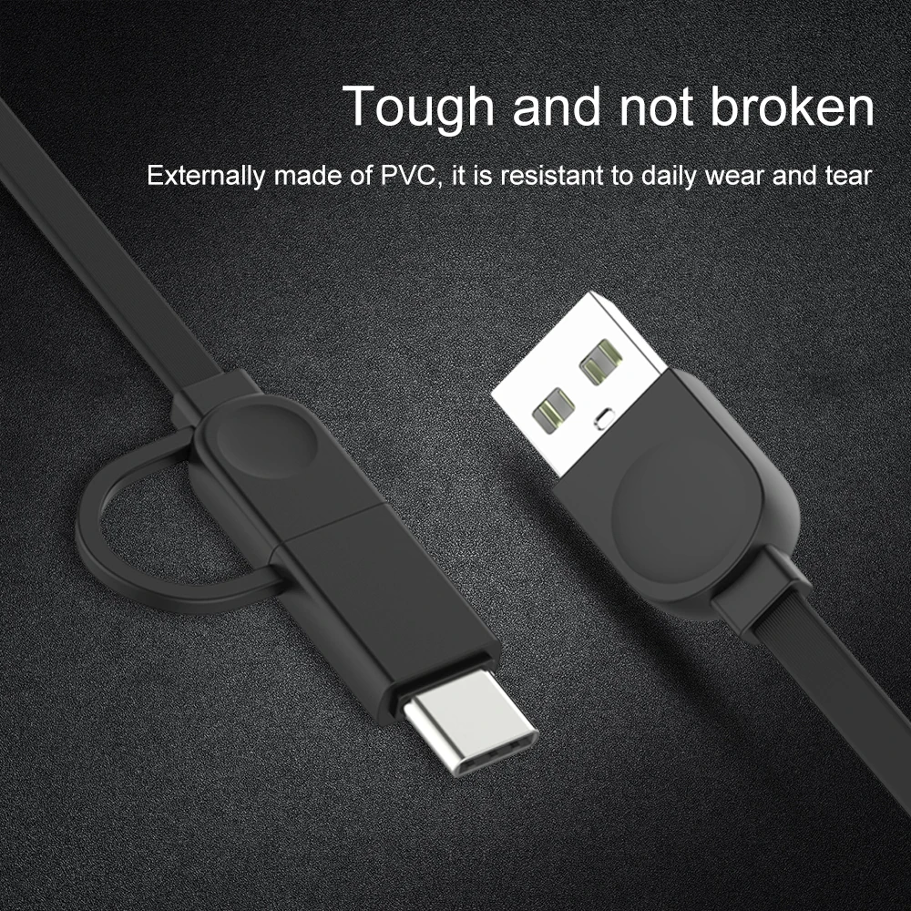 2 in 1 Micro USB+Type C Port Shrinking Cable for Samsung Xiaomi Huawei Retractable USB Charging Cable Portable USB C Data Cabo