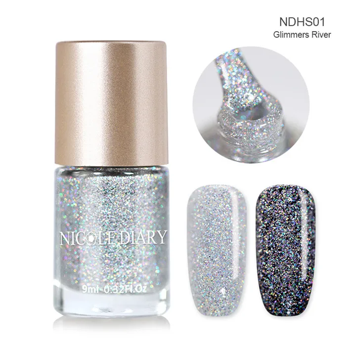 Holographic NDHS02 NICOLE DIARY голографический лак для ногтей с блестками хамелеонический переливающийся флаки блестки лак для ногтей Дизайн ногтей - Цвет: Holographic NDHS02