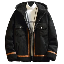 Бархатные Меховые Пальто с капюшоном зимние автомобильные Мужские куртки из искусственного меха пальто XXXXXL уличная корейская мода пальто B777