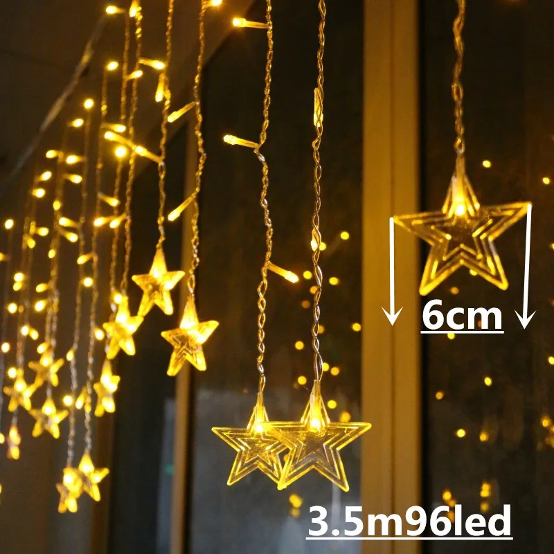 Новогодние рождественские украшения для дома новая звезда гирлянда для штор светодиодный гирлянда на Рождественское дерево декор орнамент Navidad Рождество