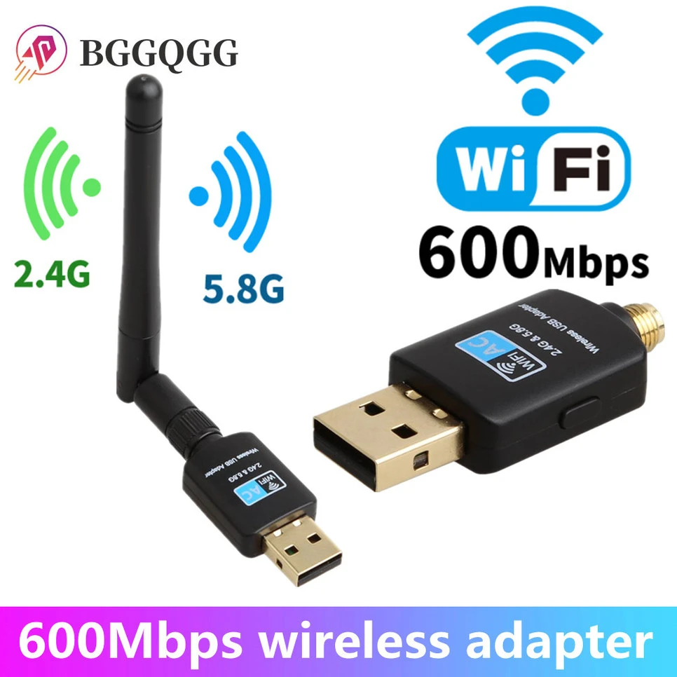 USB Wifi 2.4GHz + 5.8GHz Wi-fi Thu Tốc Độ Cao 600Mbps Ăng Ten Wi-fi Không Dây Máy Tính Mạng 802.11ac