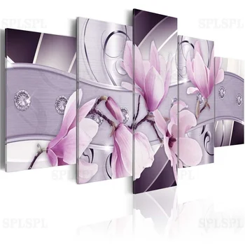 

5 Pieces HD Flowers Canvas Paintinig Blossom Poster Pastel Floral Wall Art Pictures for Living Room Home Decor