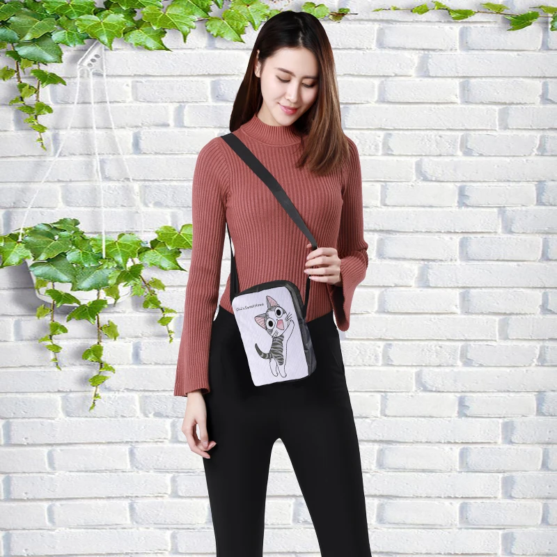 

CROWDALE Women Crossbody Bags Cheese cates Printing for Kids Casual sketch Children Messenger Bages Bolsos Mujer 23x17x5cm