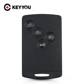 

KEYYOU 20pcs For Renault Laguna Koleos Megane Key Shell 4 Buttons Fob Car Remote Smart Card Key Case WIth Insert Small Key Blade