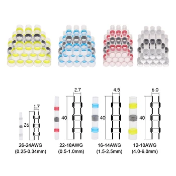 

100/60/50Pcs Heat Shrink Soldering Sleeve Terminals Waterproof Butt Wire Connector Electrical Wire Insulated Soldered Connectors