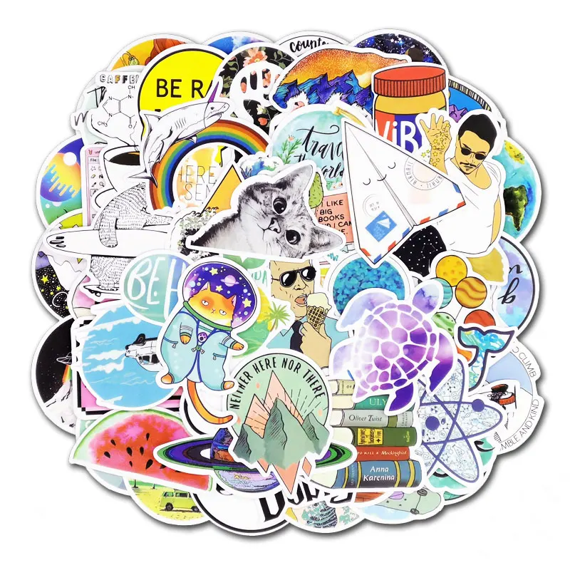 

103PCS Cartoon Simple Colorful Ins Style Vsco Girl Stickers For Laptop Bicycle Car Helmet Skateboard Luggage Fridge Decal Pack