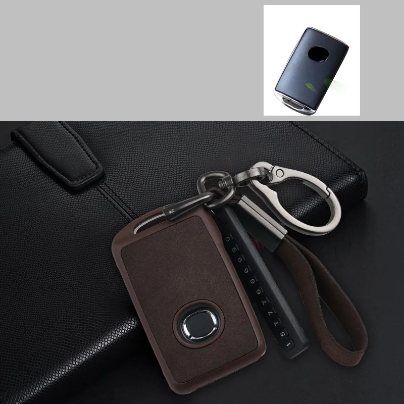 Plastic+Leather Car Key Case Cover For Mazda 3 Alexa CX4 CX5 CX8 3Button Smart Remote Car Key