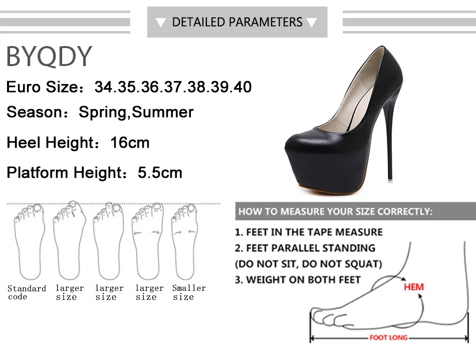 BYQDY; пикантные женские туфли-лодочки на очень высоком каблуке; туфли на платформе из водонепроницаемого материала с закрытым носком; женские Вечерние кожаные туфли для свадебной вечеринки и ночного клуба