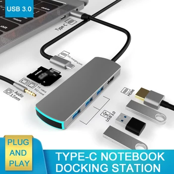 

8-in-1 4K Multiport USB-C HDMI Adapter USB 3.0 Cable Hub SD/TF Card Reader USA