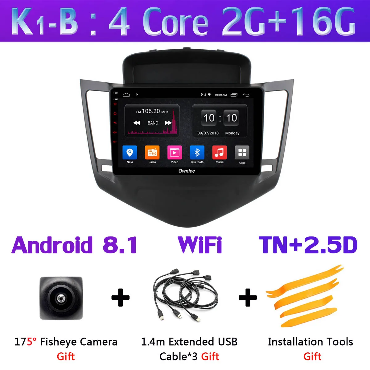 K1-B Панорамная камера 360 ° 4G SIM wifi Android 9,0 8 ядерный 4G+ 64G gps радио CarPlay DSP Автомобильный плеер для Chevrolet Cruze 2009 - Цвет: K1-B