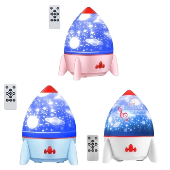 

Children's Music Night Light Projector, 360 Degree Rotating LED Light, Remote Control Rechargeable Sleep Light