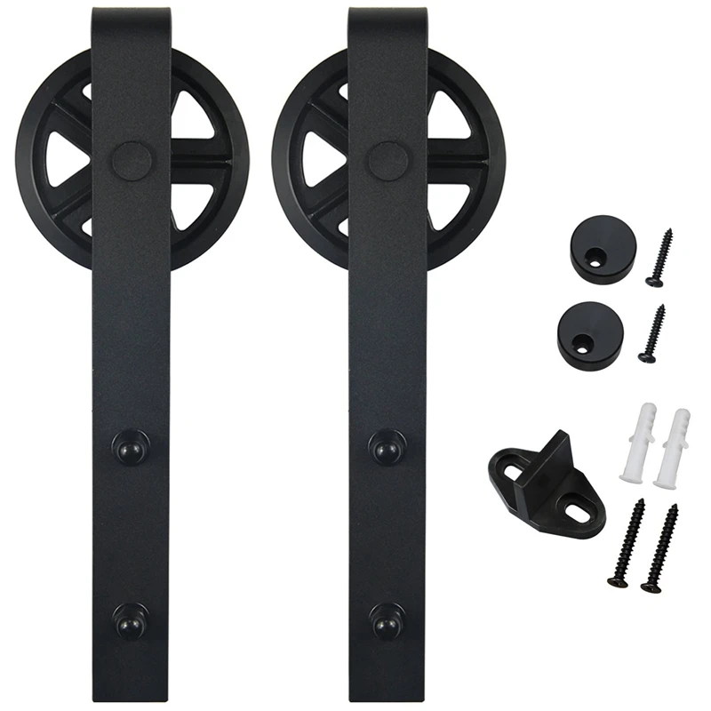 

Barn Sliding Door Hardware (Large Industrial Wheel), Large Wheel Barn Door Hanging Rail,Black