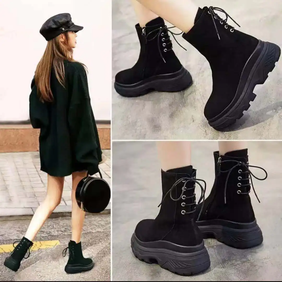 

New PU Platform Shoes Woman Snow Boots Ladies Booties Woman 2020 Women's Boots Short Plush Female Shoes For Women's Heel Boot