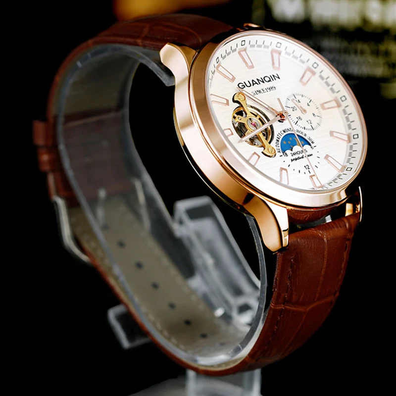 GUANQIN 2020 автоматические мужские часы Топ бренд класса люкс Турбийон Скелет
