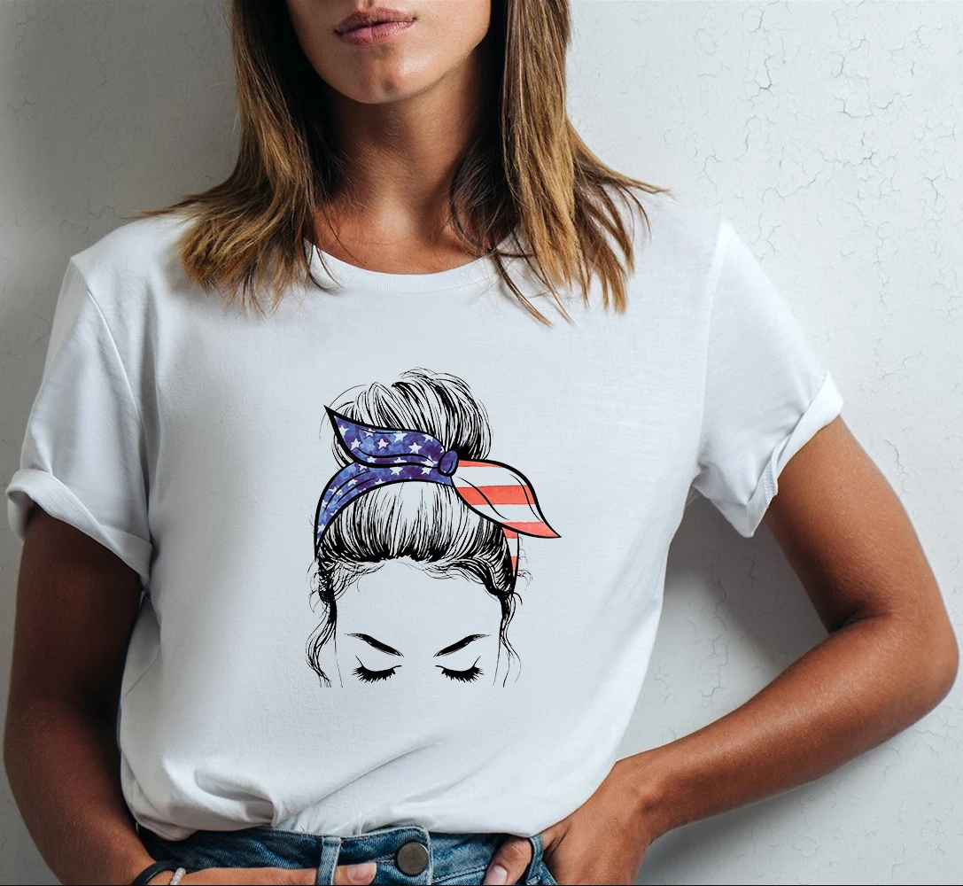 

American Mom Hair T Shirt For Mom Aesthetic Women T Shirt