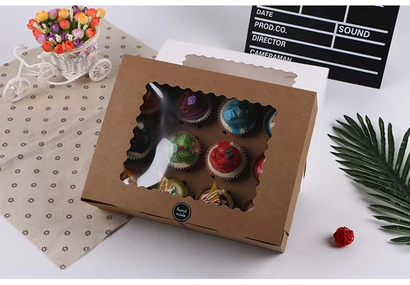 5 шт. 12 стаканов крафт-бумага Маффин, кекс коробка с лотком для торта вечерние Конфеты Подарочная коробка Свадьба День рождения десерт упаковочный чехол