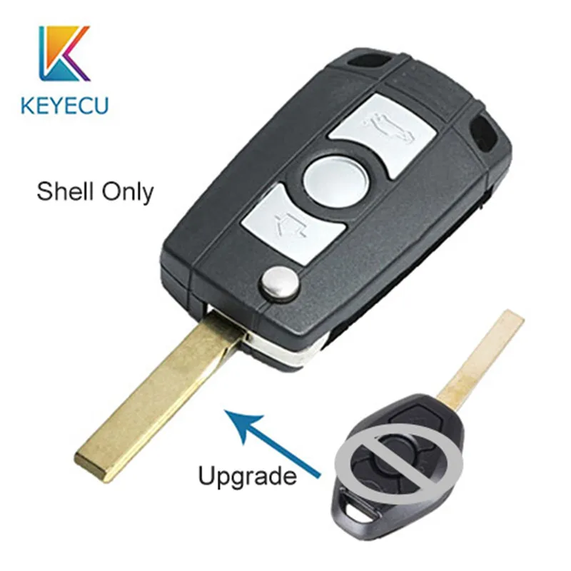 

KEYECU Folding Flip Replacement Remote Key Case Fob Refit BMW 3 5 7 Series Z3 Z4 X3 X5 M5 325i 1995-2005 HU92 Blde