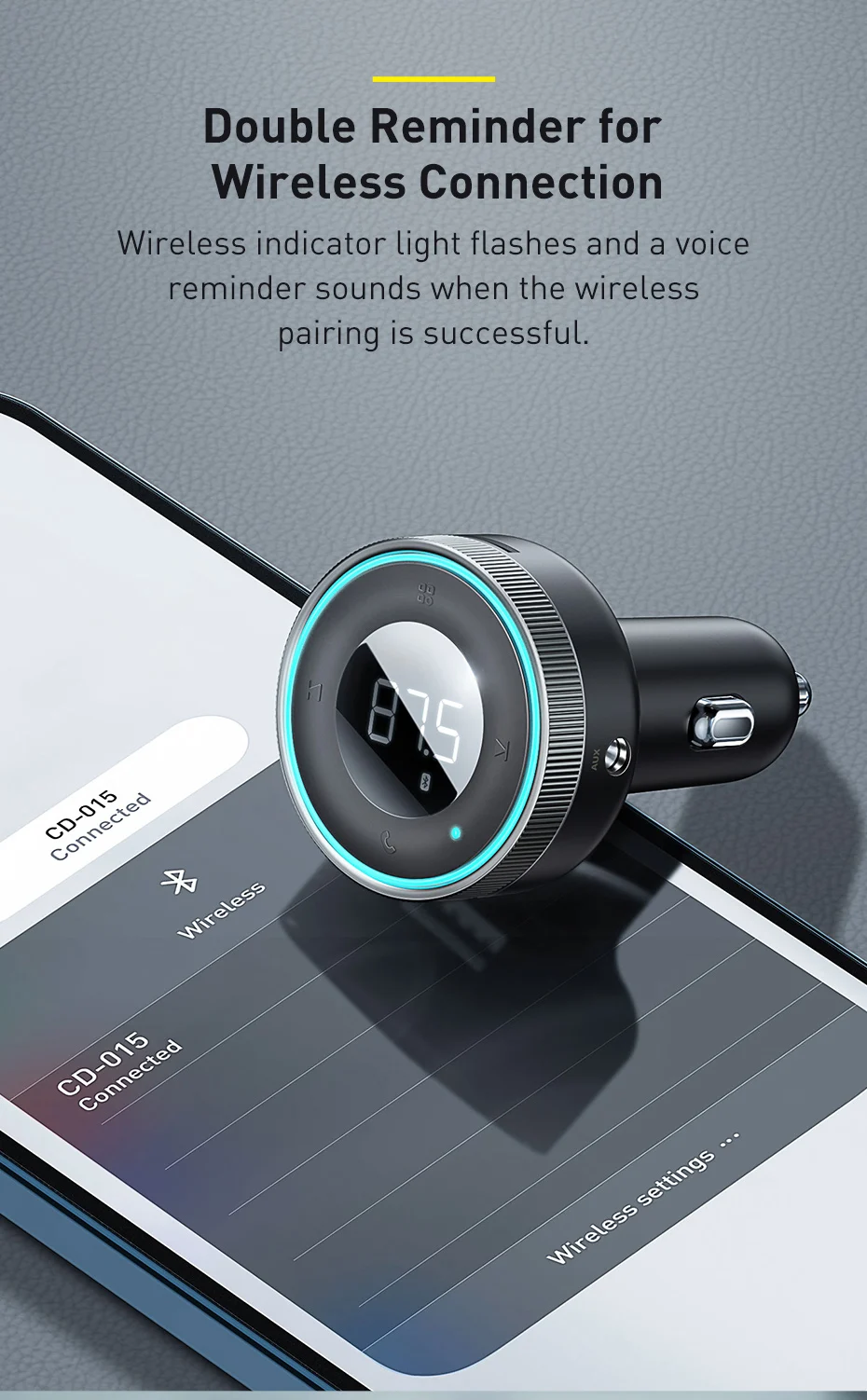 Baseus Car FM Transmitter Bluetooth 5.0 Music Adapter | Car Bluetooth Transmitter Kit