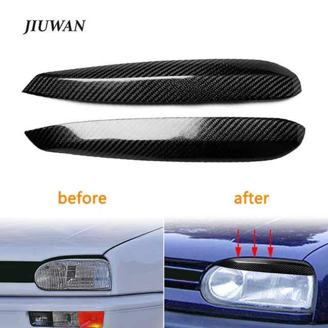 For Volkswagen Golf 3 Mk3 1992-1999 2 Pcs Car Headlights Eyebrows Stickers  Real Carbon Fiber Lamp Eyelids Trim Cover Accessories - Car Stickers -  AliExpress