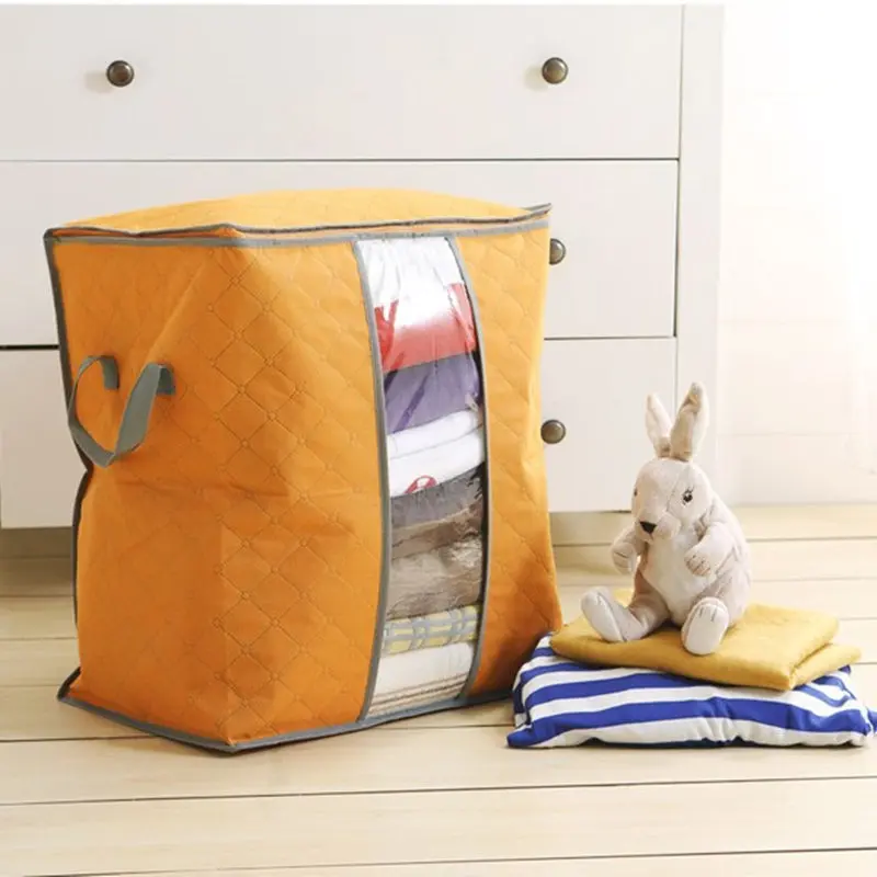 Не Тканое Одеяло сумка для хранения одежды анти-бактериальное Стёганое Одеяло Подушка органайзер для шкафа, гардероба носки Одеяло для хранения одеяла Коробки - Цвет: orange