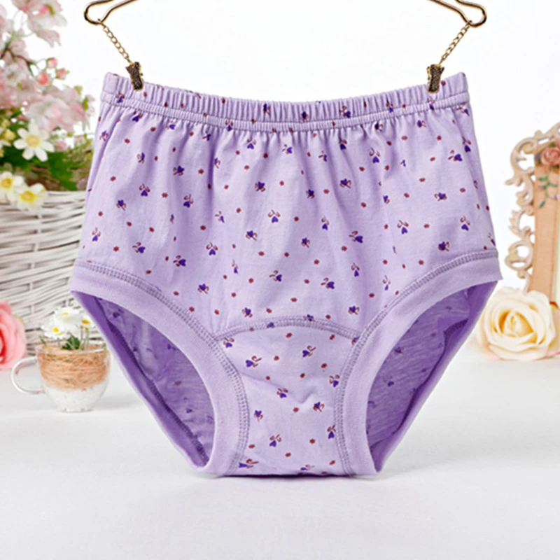 Women Cotton Panties Underwear For Middleaged And Elderly Plus Size Comfortable High Waist
