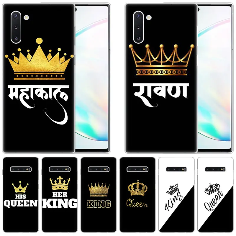 cheap Crown King Queen princess Silicone Case for Samsung Galaxy Note 10 Pro 9 8 5 M30S M40 S10E S10 5G S9 S8 Plus S7 S6 Edge S5 Cover