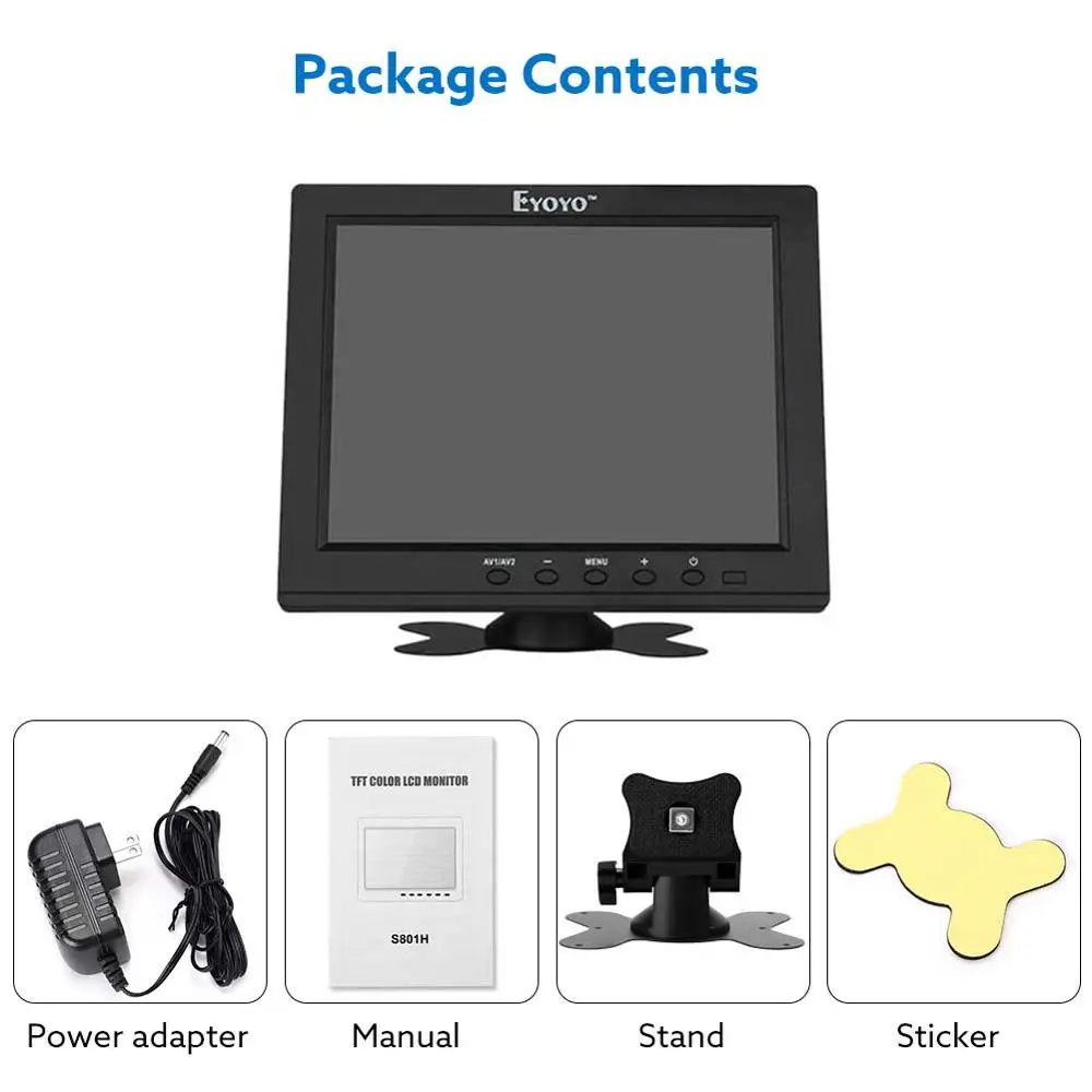 Eyoyo EM08B 8 дюймов портативный мини ТВ монитор TFT LCD экран 1024x768 дисплей с VGA BNC HDMI для