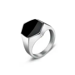 Jiayiqi Men's Punk Rock Stainless Steel Signet Ring - Bold Hip Hop Party Jewelry - 9 (Rhombus Silver)