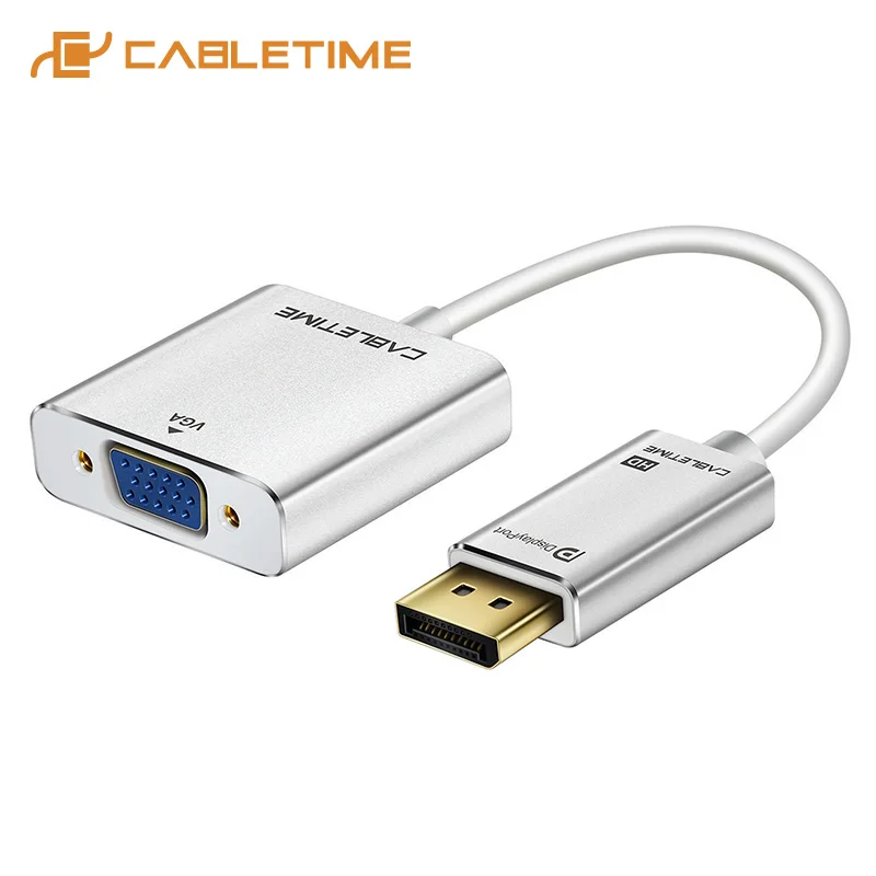 Переходник CABLETIME DisplayPort VGA DP 1080P конвертер Displayport M/F для Macbook проектора ноутбука HDTV