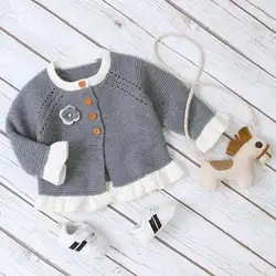 Для маленьких девочек Зимняя одежда 2019 Мода Осень свитер для новорожденного кардиганы Одежда с длинным рукавом для малышей Вязаные жакеты