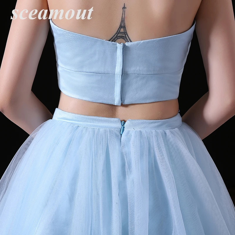 Robe de soiree Новые Длинные тафта синий из двух частей бисером Холтер Аппликация вечернее платье vestido de festa
