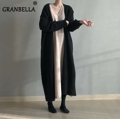 On Sale Loose Long Knitted Cardigan Autumn Sweater Outerwear Oversize Fashion Warm Wild Knitwear Thick Plus Size Fluffy Sweaters |