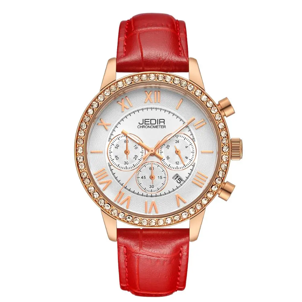 

New Women Watch Display Date Leather Strap Quartz Wristwatch Fashion Dress Ladies Watches JEDIR Female Clock Relogio Feminino