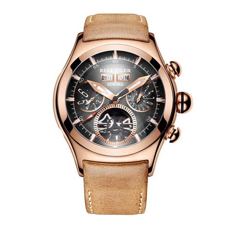 mens watches,men automatic watch Reef Tiger man luxury 50M waterproof mechanical wristwatch sport wrist relogio skeleton RGA7503