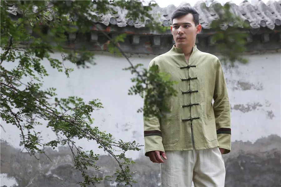 Autumn And Winter New Style Ramie MEN'S Top Ethnic-Style Classical Frog Mixed Colors Thick Coat Ma Fan