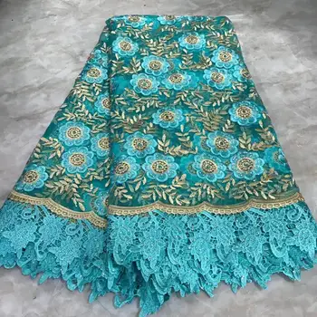 

NaXiu Fashion Nigerian French Water Soluble Lace Fabric Stones African Guipure Cord Lace Fabric For Bridal Material Sewing
