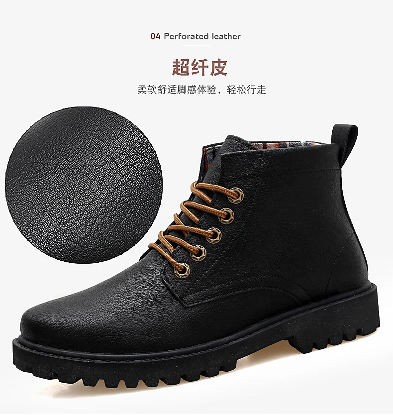 Casual Split Leather Boots Autumn Winter Fashion Men Boots Brand Outdoor Ankle Boots Zapatos De Hombre Size 39-44