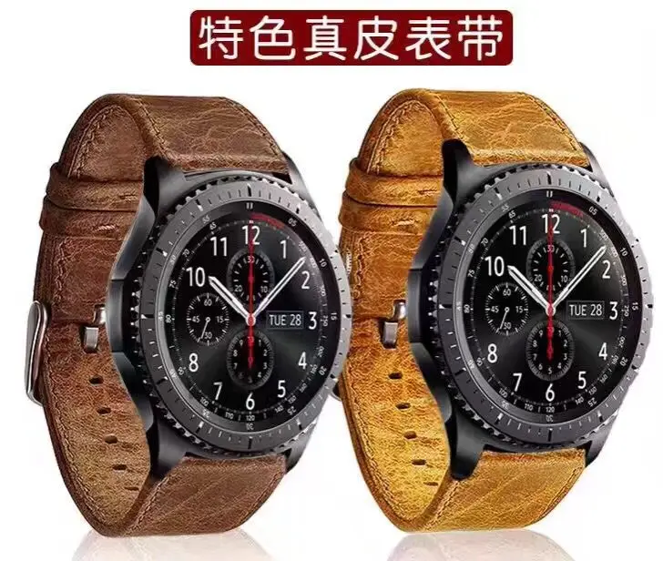 Кожаный ремешок для Samsung Galaxy watch active 2 42 46 Gear S3 s2 huawei GT honor pebble time Ticwatch s 1 E pro 22 мм|leather
