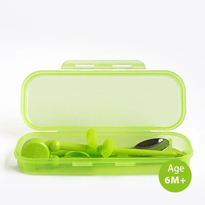 Детские палочки для еды, ложка, набор из двух предметов, детская обучающая посуда из нержавеющей стали с коробкой - Цвет: G