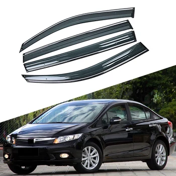 

For HONDA CIVIC 8th Generation 2006-2011 Car Window Sun Rain Shade Visors Shield Shelter Protector Cover Trim Frame Sticker