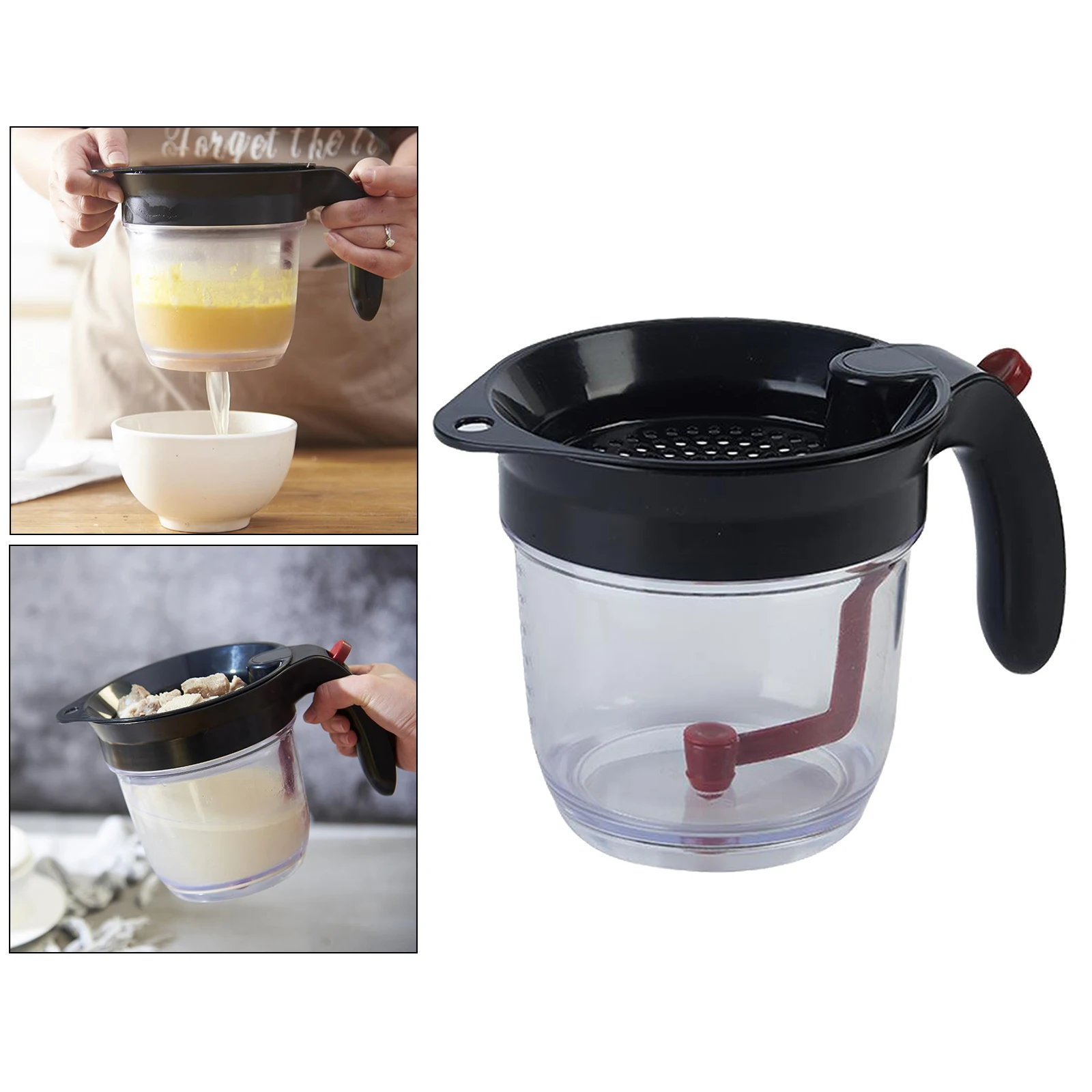 1L Kitchen Oil Filter Kitchen Oil Filter Pot Soup Grease Strainer Separator Plastic Oil Storage Grease Strainer Pot Kitchen Tool